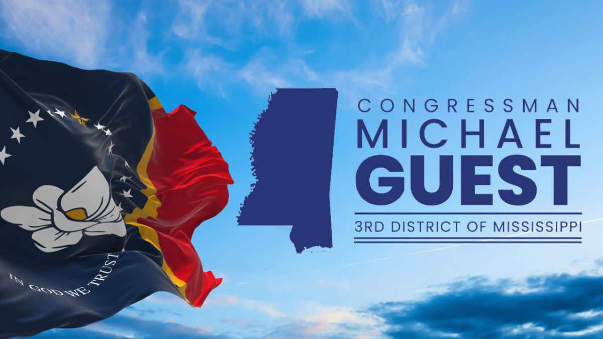 Mississippi state flag with Congressman Michael Guest Logo